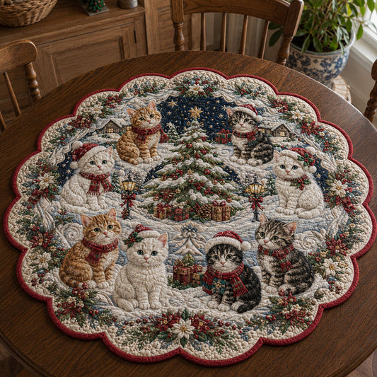 Christmas Whiskers Custom Shape Quilted Table Topper TZL0PT0019