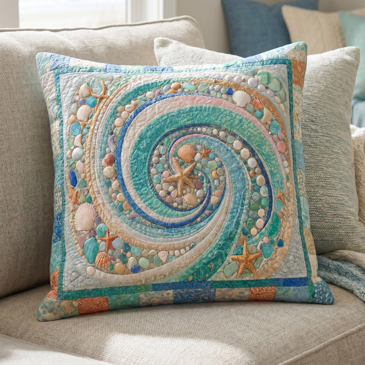 Coastal Whirl Quilted Pillow Case NCU0DV9776
