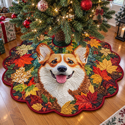 Corgi Parade Custom Shape Christmas Quilted Tree Skirt TZL0PT0395