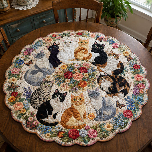 Country Cat Gathering Custom Shape Quilted Table Topper TZL0PT0020