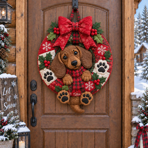 Cozy Canine Christmas Custom Shape Quilted Door Hanger TZL0PT0333