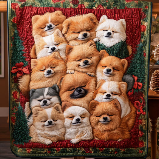 Cozy Pomeranian Friends Quilted Blanket TZL0PT0486
