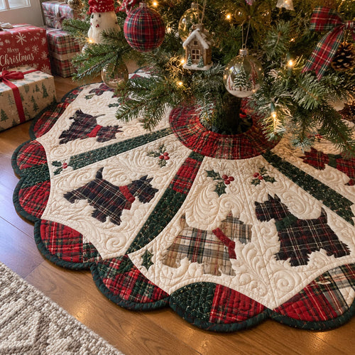 Cozy Schnauzer Christmas Custom Shape Christmas Quilted Tree Skirt TZL0PT0313