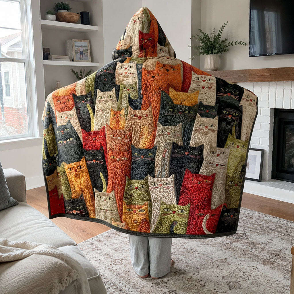 Cozy Whisker Crew Quilted Hooded Blanket TZL0PT0148