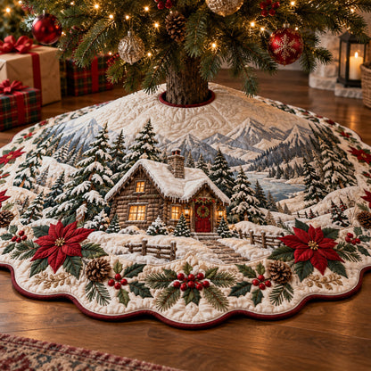 Cozy Winter Village Custom Shape Christmas Quilted Tree Skirt TZL0TV118