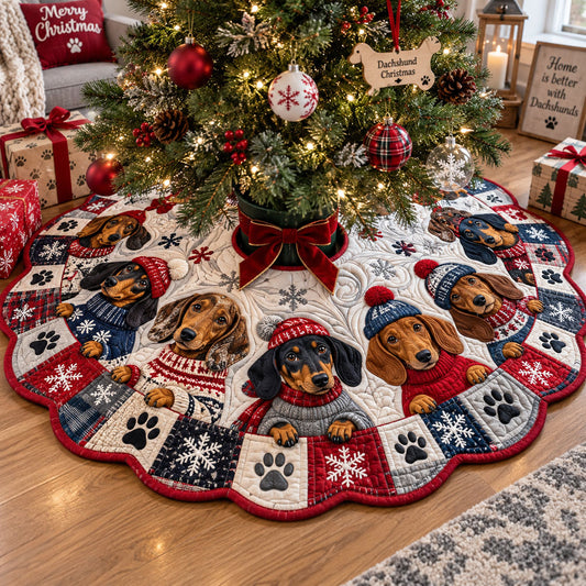 Dachshund Snowflake Custom Shape Christmas Quilted Tree Skirt TZL0PT0386