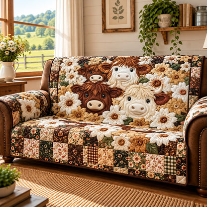 Daisy Cow Cuddle Quilted Sofa Cover TZL0PT0762
