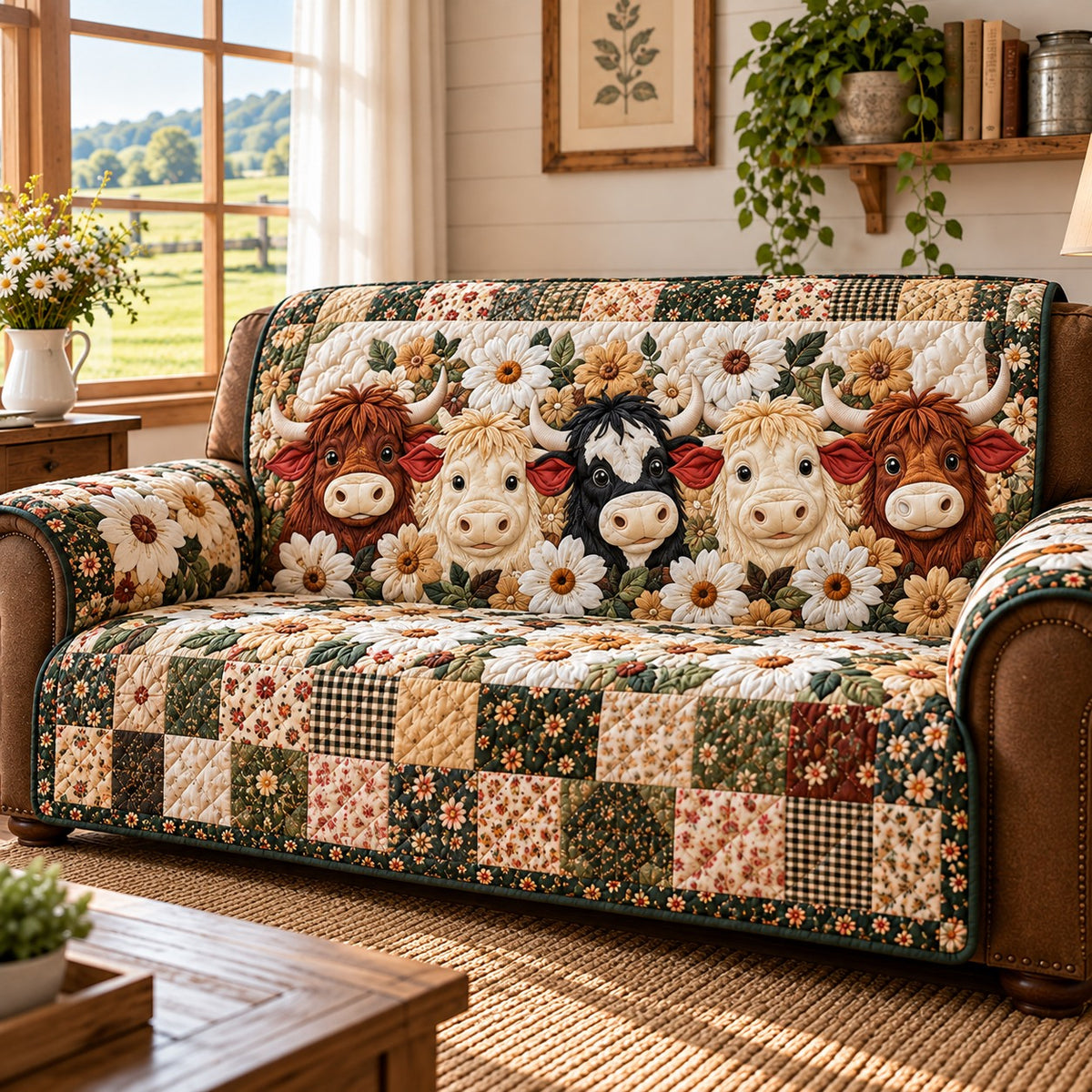 Daisy Row Herd Quilted Sofa Cover TZL0PT0763
