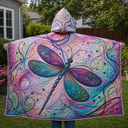 Dragonfly Cottage Garden Quilted Hooded Blanket TZL0PT0124