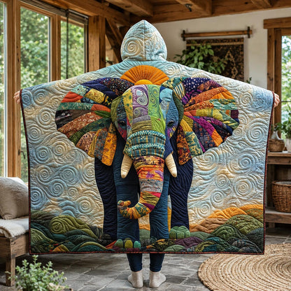 Elephant Harrmony Quilted Hooded Blanket TZL0DV018