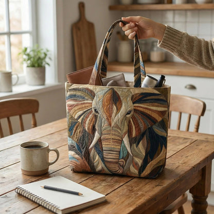 Elephant Tote Quilted Zipper Tote Bag SN0DK011