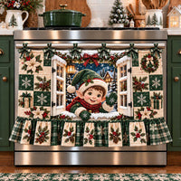 Elf Wreath Window Oven Curtain TZL0HH0227