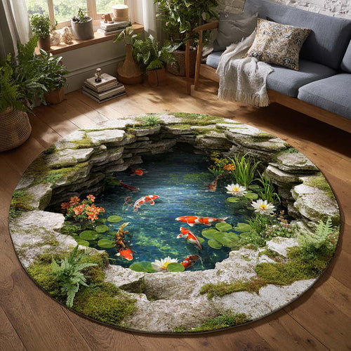 Emerald Koi Abyss Round Carpet NCU0HH1907