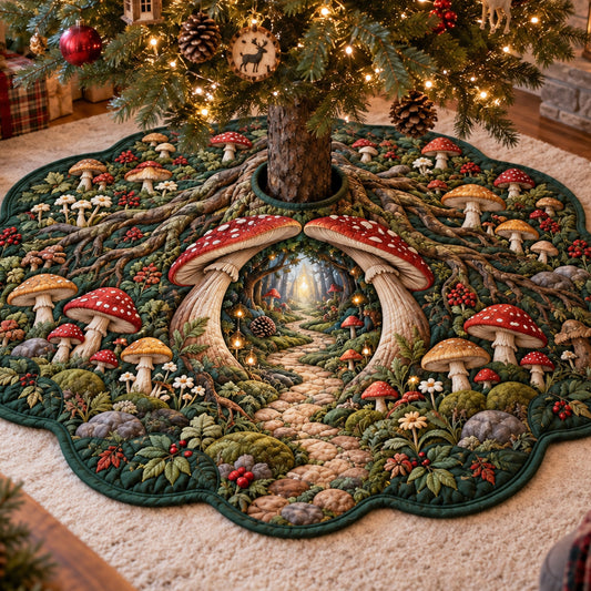 Emerald Woodland Custom Shape Christmas Quilted Tree Skirt TZL0TV060
