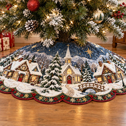 Enchanted Christmas Village Custom Shape Christmas Quilted Tree Skirt TZL0TV117
