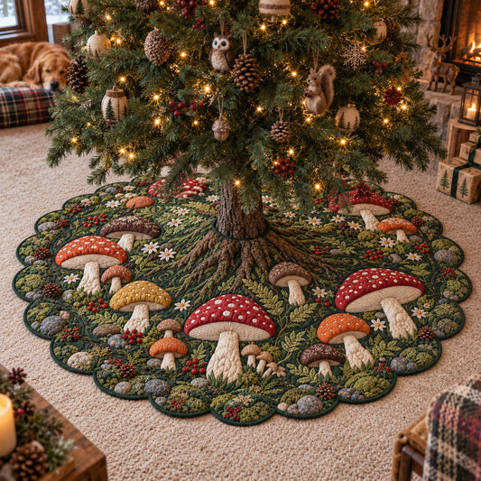 Enchanted Grove Custom Shape Christmas Quilted Tree Skirt TZL0TV050