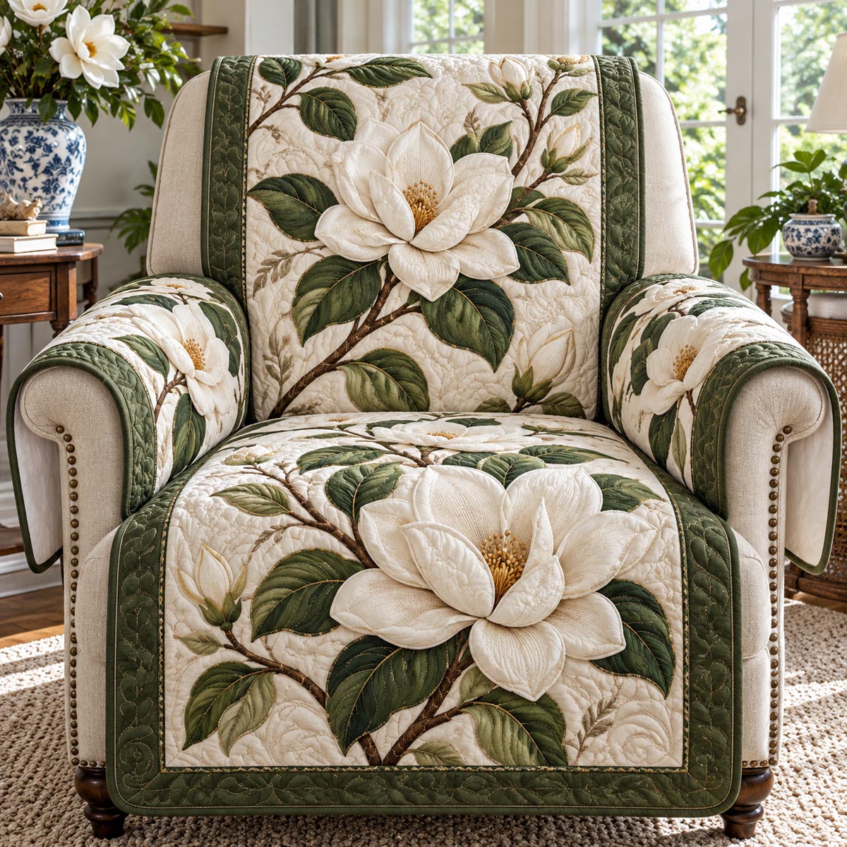 Evergreen Magnolia Quilted Sofa Cover TZL0DV516