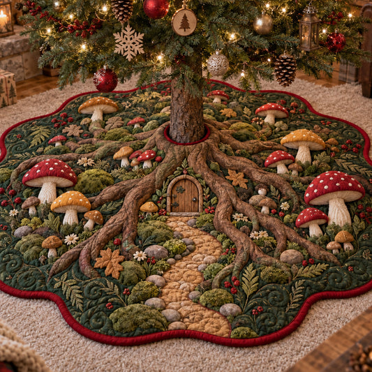 Fairy Hollow Custom Shape Christmas Quilted Tree Skirt TZL0TV055