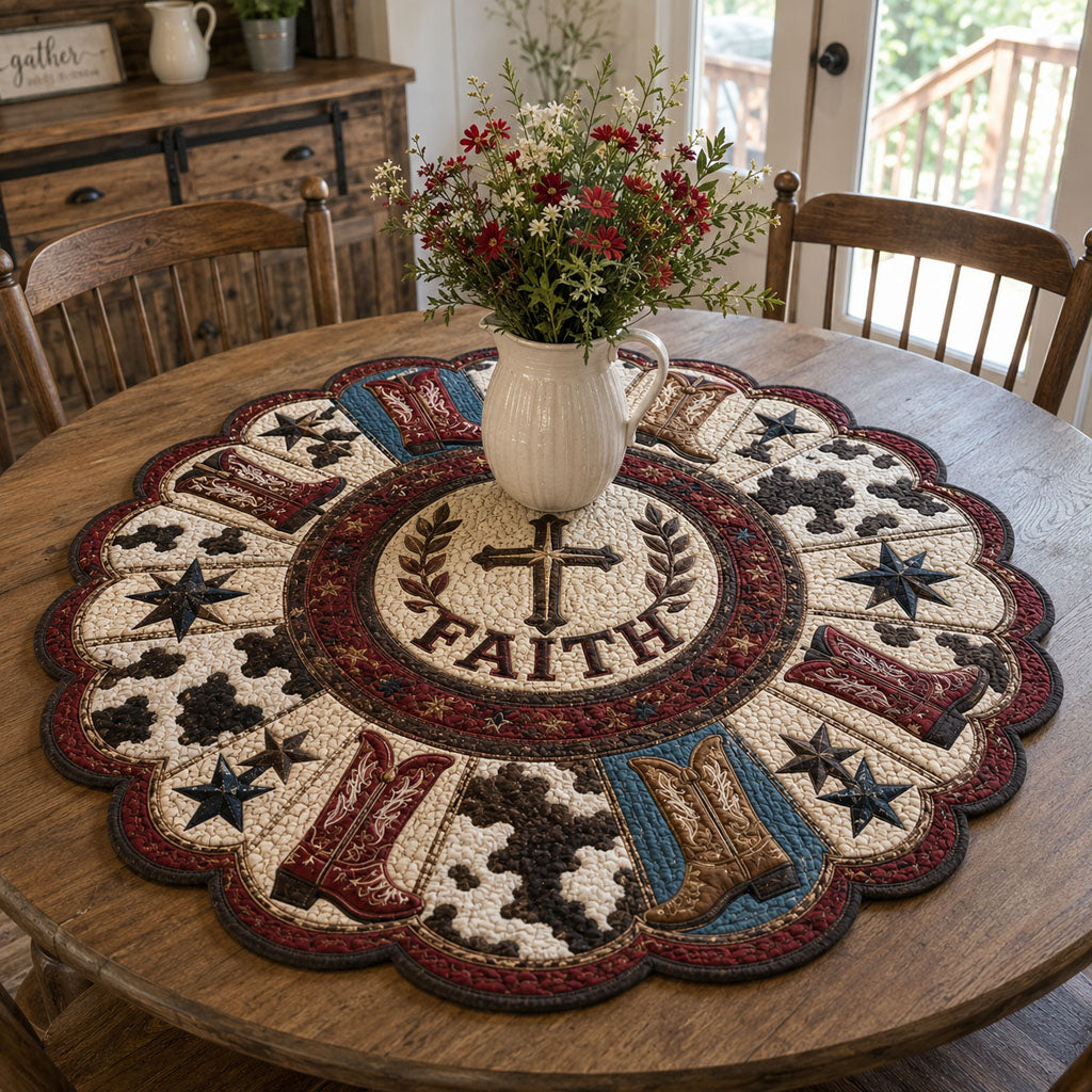 Faith on the Frontier Custom Shape Quilted Table Topper TZL0PT0087