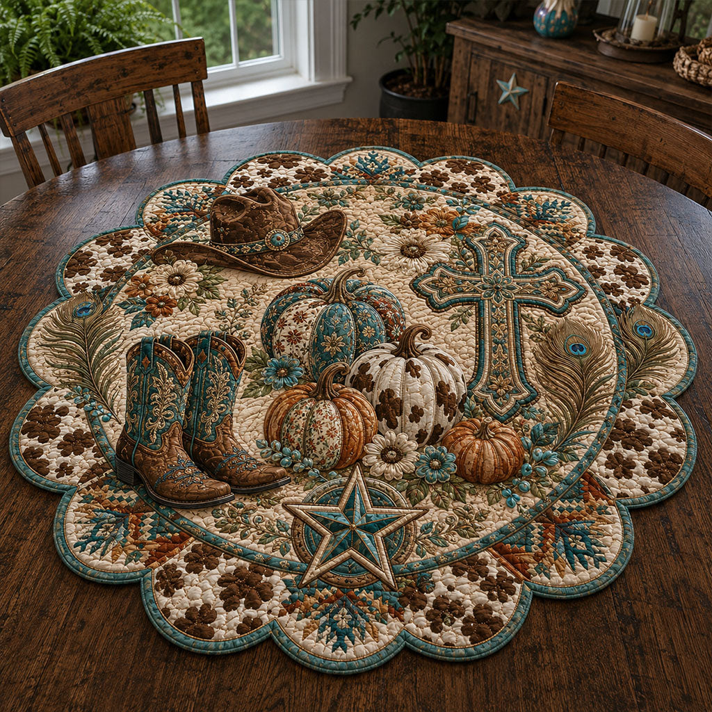 Faithful Frontier Custom Shape Quilted Table Topper TZL0PT0090