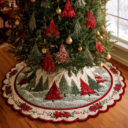 Festive Forest Custom Shape Christmas Quilted Tree Skirt TZL0DV039