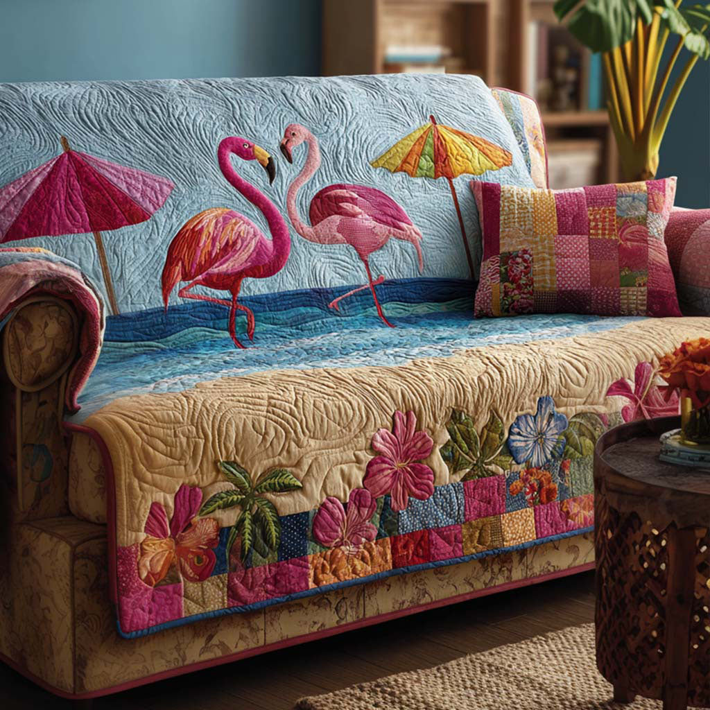 Flamingo Love Quilted Sofa Cover NCU0NT10881