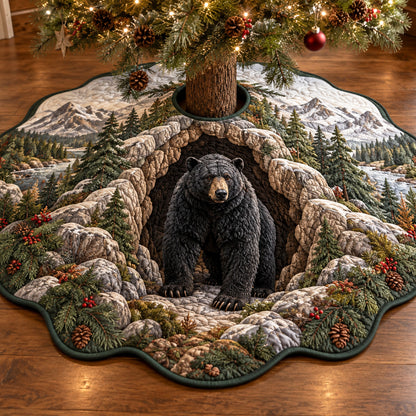 Forest Bear Sanctuary Custom Shape Christmas Quilted Tree Skirt TZL0TV106