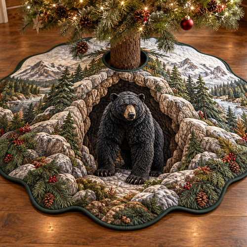 Forest Bear Sanctuary Custom Shape Christmas Quilted Tree Skirt TZL0TV106