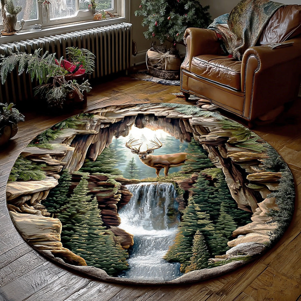 Forest Deer Round Carpet NCU0TD1981