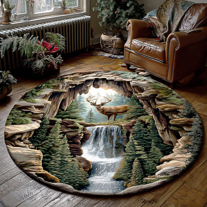 Forest Deer Round Carpet NCU0TD1981