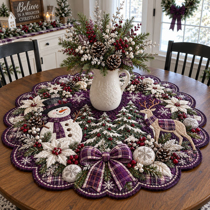 Forest Frost Christmas Custom Shape Quilted Table Topper TZL0PT0367