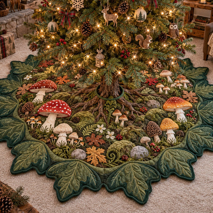 Forest Reverie Custom Shape Christmas Quilted Tree Skirt TZL0TV054