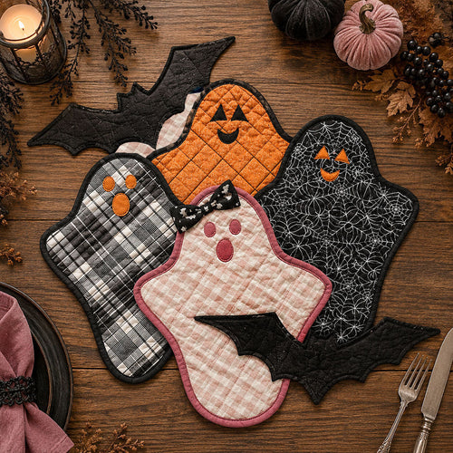 Friendly Phantom Patch Custom Shape Quilted Placemat SN0PT330