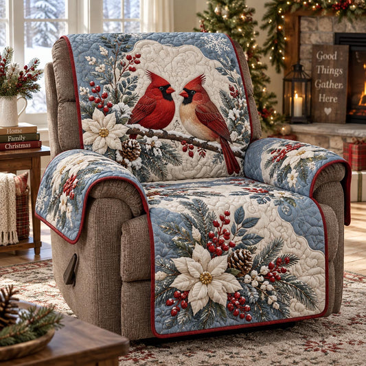 Frosted Cardinal Winter Quilted Sofa Cover TZL0DV276