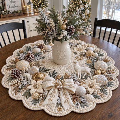 Frosted Porcelain Noel Custom Shape Quilted Table Topper TZL0PT0368