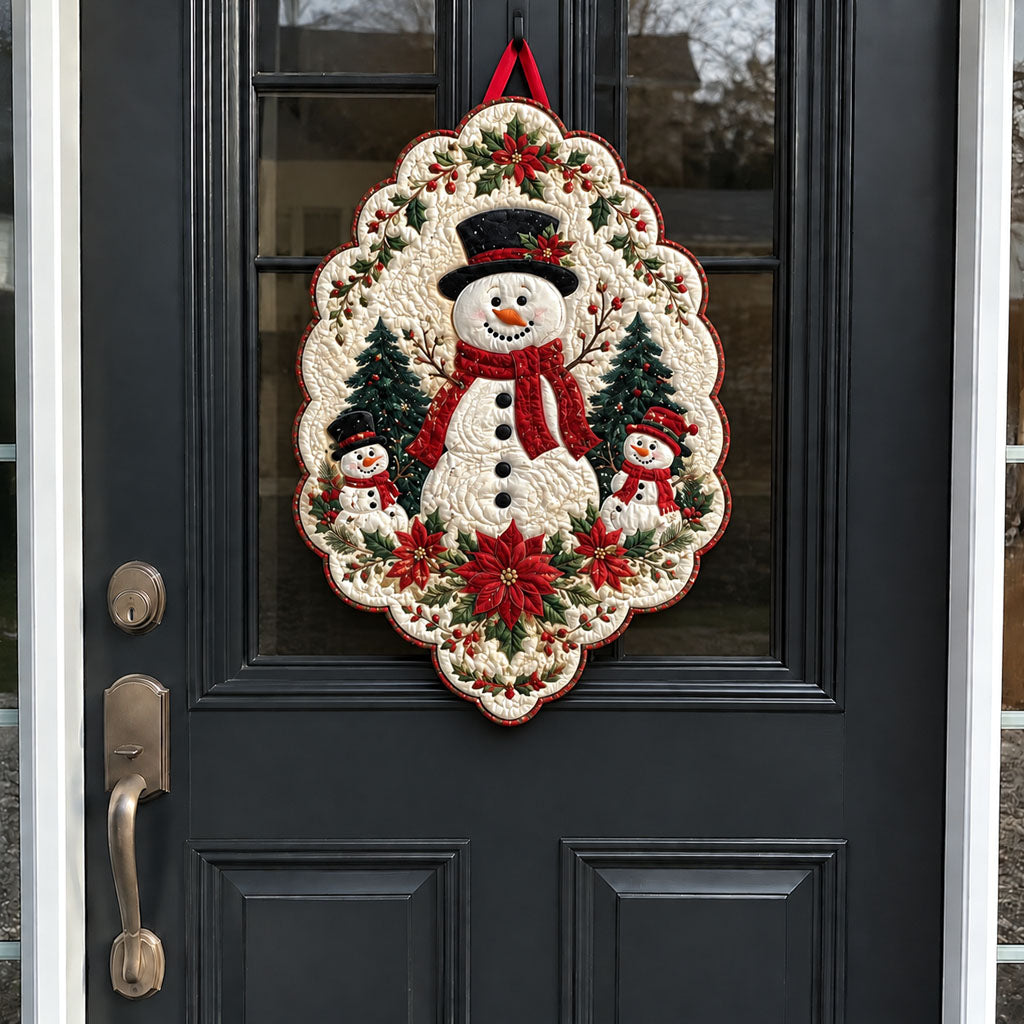 Frosty Friends Gathering Custom Shape Quilted Door Hanger TZL0PT0195