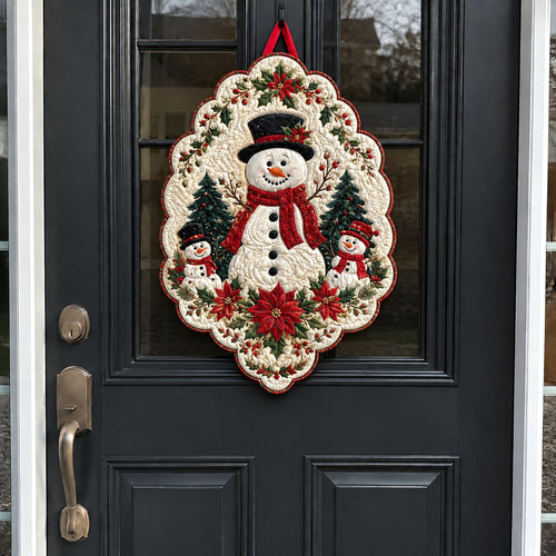 Frosty Friends Gathering Custom Shape Quilted Door Hanger TZL0PT0195