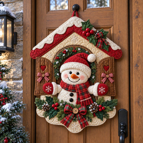 Frosty Holiday Welcome Custom Shape Quilted Door Hanger TZL0PT0301