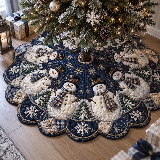 Frosty Night Custom Shape Christmas Quilted Tree Skirt TZL0DV052