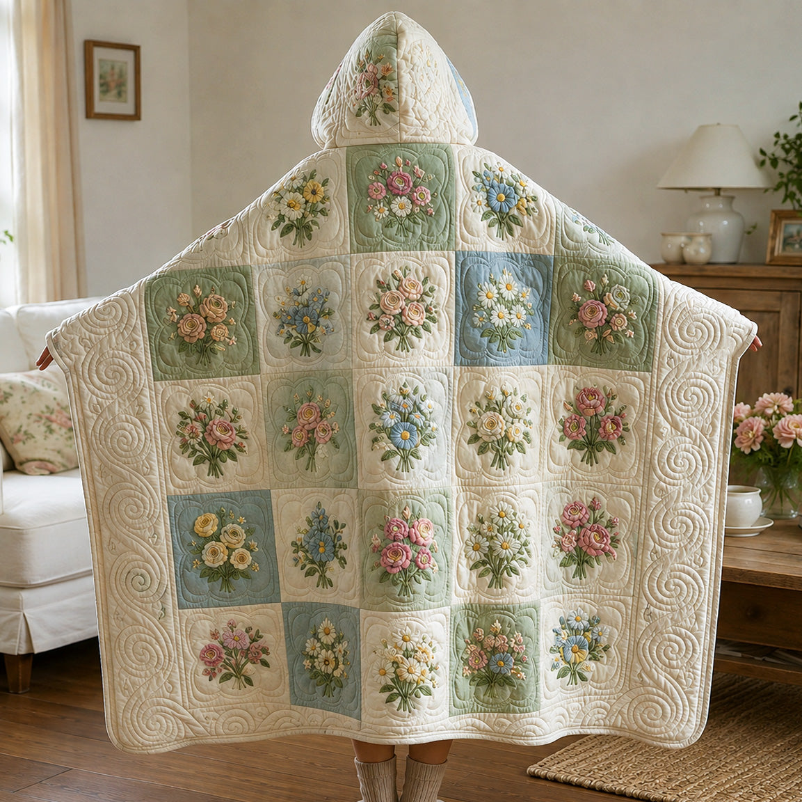 Garden Whisper Quilted Hooded Blanket TZL0TV024