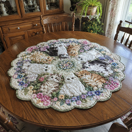 Garden of Whiskers Custom Shape Quilted Table Topper TZL0PT0024
