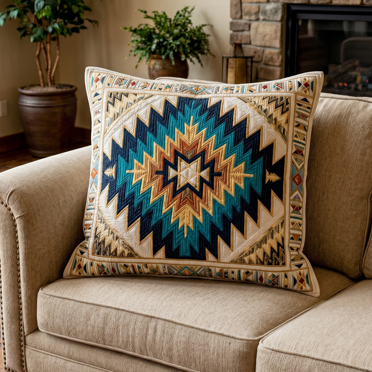 Turquoise Canyon Quilted Pillow Case NCU0XD2418