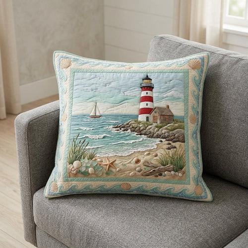 Coastal Lighthouse Haven Quilted Pillow Case NCU0HH2015