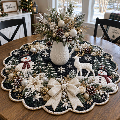 Gilded Winter Wonderland Custom Shape Quilted Table Topper TZL0PT0369