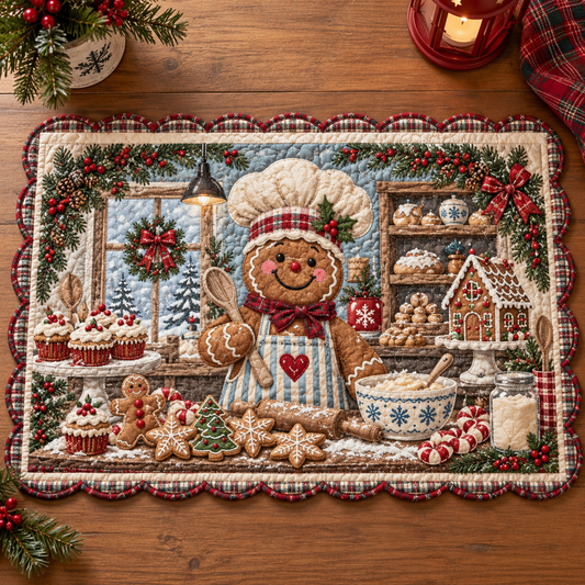 Gingerbread Bakery Custom Shape Quilted Placemat TZL0TV169