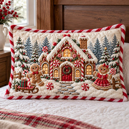 Gingerbread Cottage Quilted Bedding Pillow Case TZL0TV125