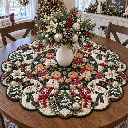 Gingerbread Christmas Gathering Custom Shape Quilted Table Topper TZL0PT0370