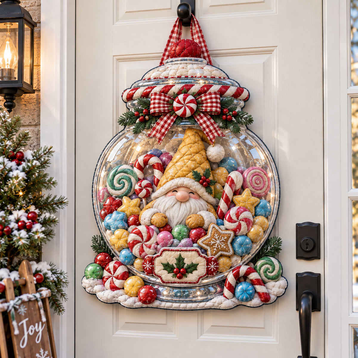 Gnome Cheer Custom Shape Quilted Door Hanger TZL0TD107
