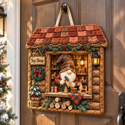 Gnome Delight Custom Shape Quilted Door Hanger TZL0TD111