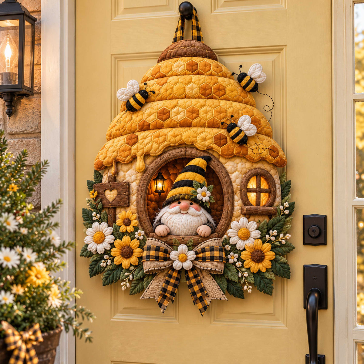 Gnome Joy Custom Shape Quilted Door Hanger TZL0TD108